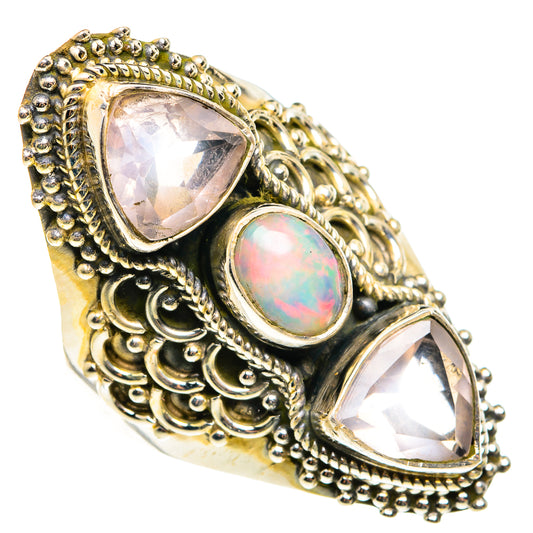 Ethiopian Opal, Rose Quartz Rings handcrafted by Ana Silver Co - RING77770