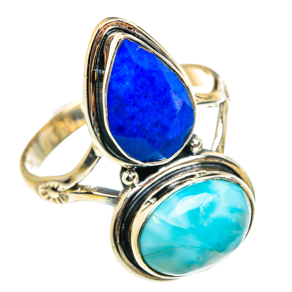Larimar, Lapis Lazuli Rings handcrafted by Ana Silver Co - RING77775