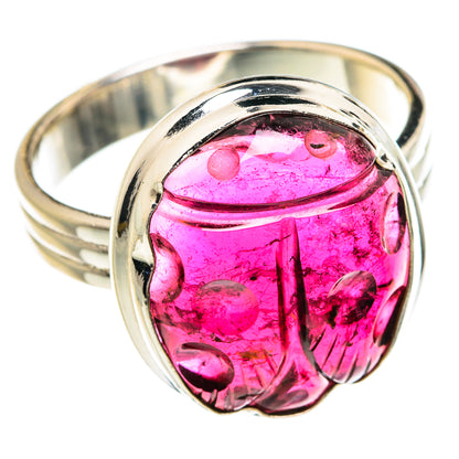 Sterling silver garnet ring with oval pink gemstone and polished band