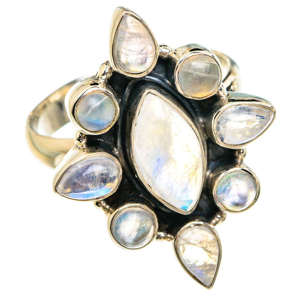 Rainbow Moonstone Rings handcrafted by Ana Silver Co - RING77810