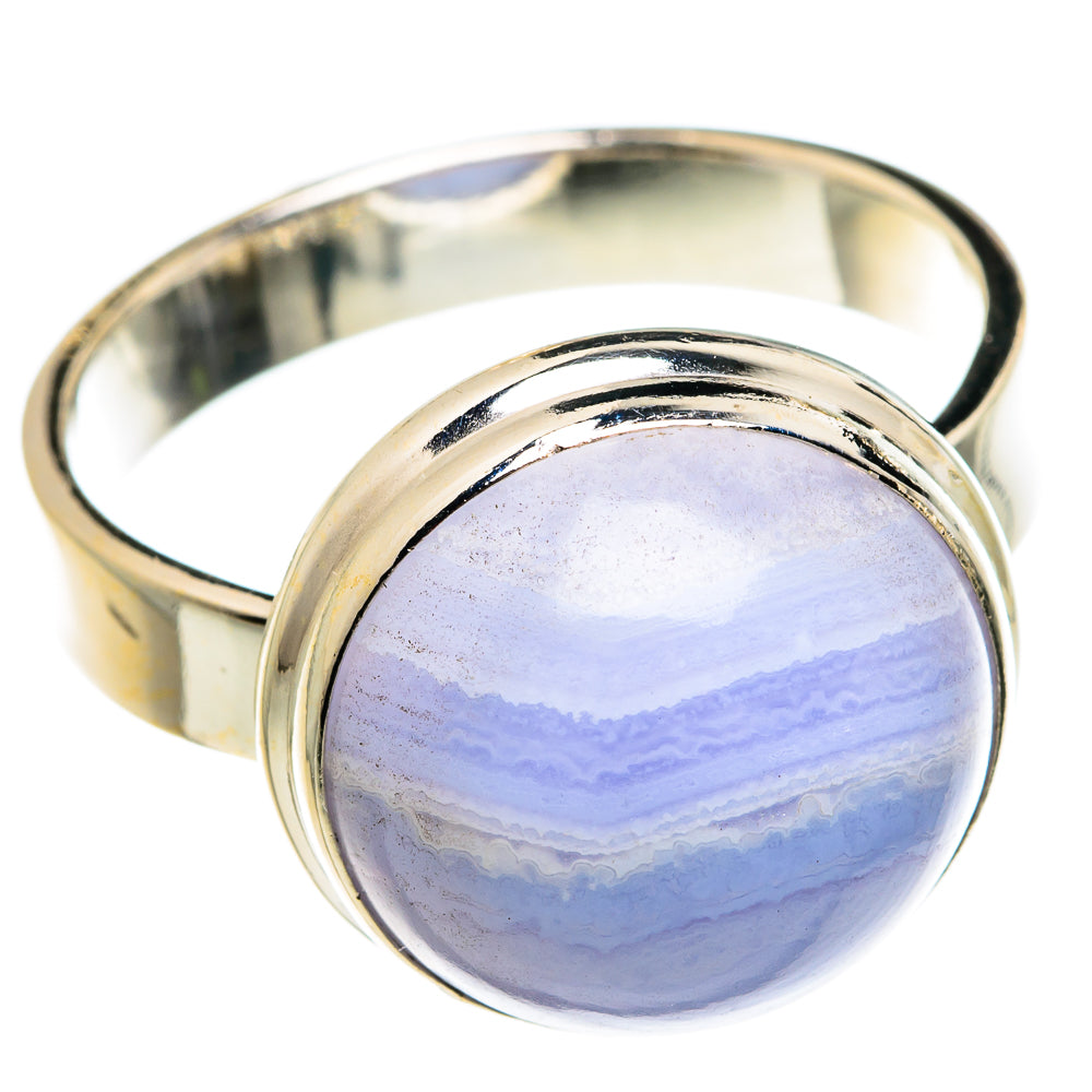 Blue Lace Agate Rings handcrafted by Ana Silver Co - RING77811