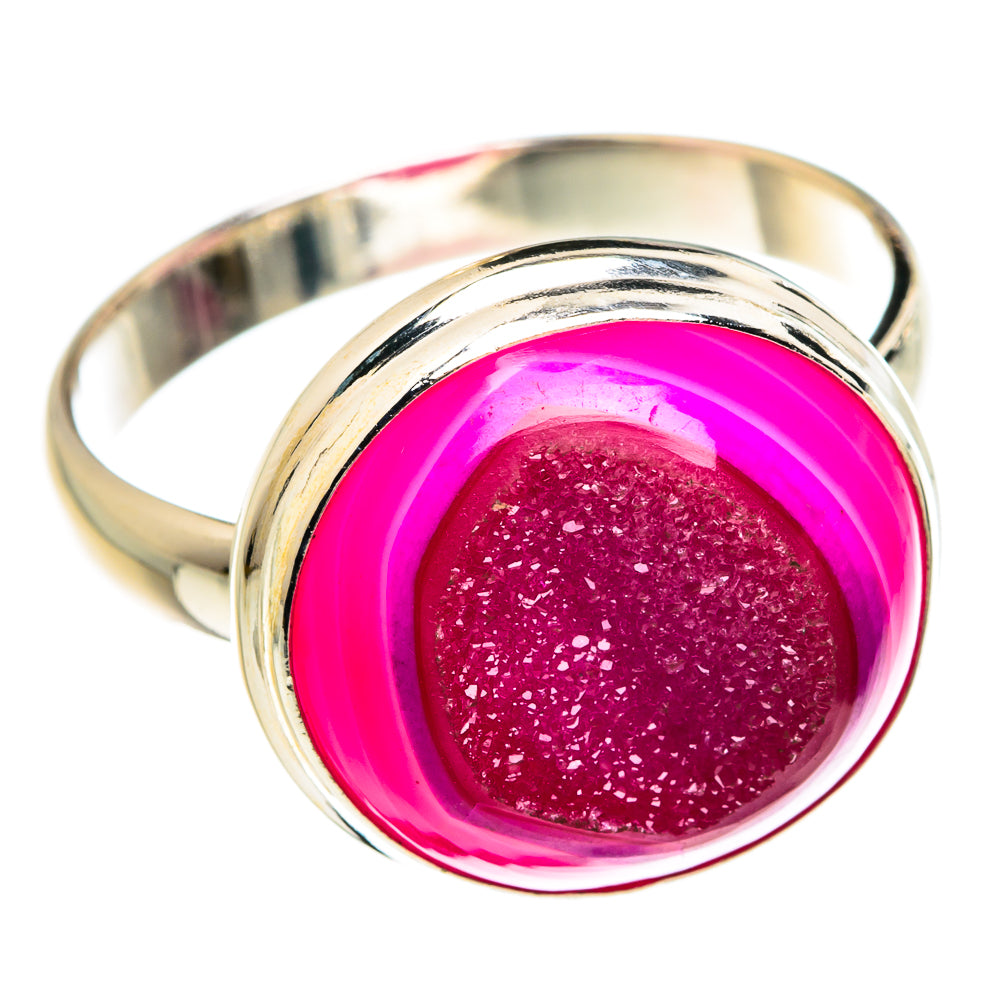Pink Agate Druzy Rings handcrafted by Ana Silver Co - RING77831