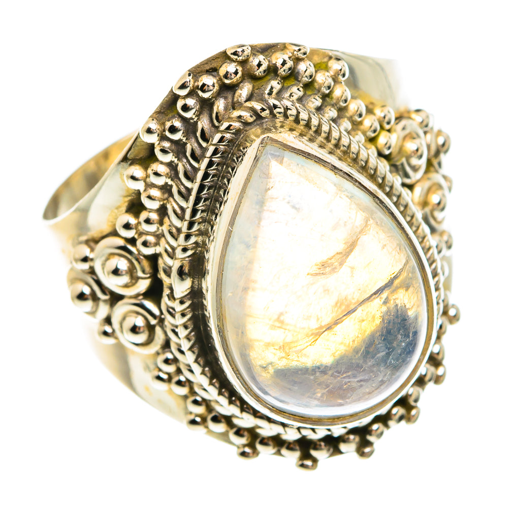 Rainbow Moonstone Rings handcrafted by Ana Silver Co - RING77844