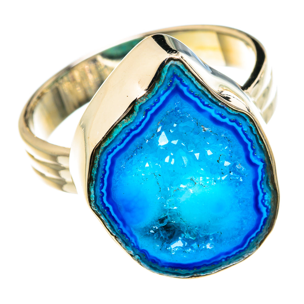 Blue Geode Slice Rings handcrafted by Ana Silver Co - RING77849