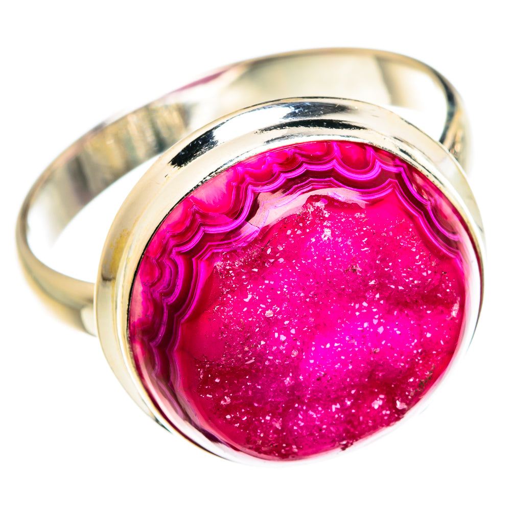 Pink Agate Druzy Rings handcrafted by Ana Silver Co - RING77861