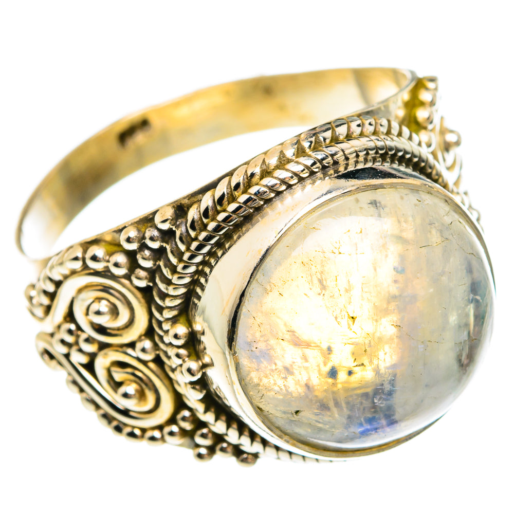 Rainbow Moonstone Rings handcrafted by Ana Silver Co - RING77874