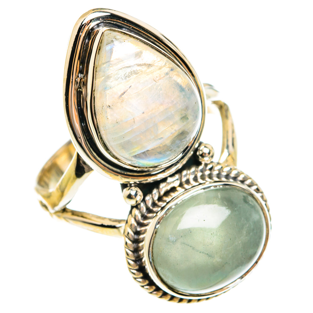 Rainbow Moonstone, Aquamarine Rings handcrafted by Ana Silver Co - RING77910