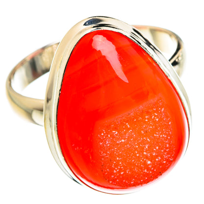 Red Agate Druzy Rings handcrafted by Ana Silver Co - RING77920