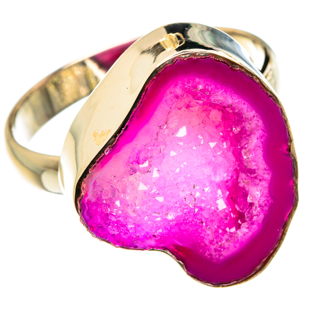 Pink Geode Slice Rings handcrafted by Ana Silver Co - RING77924