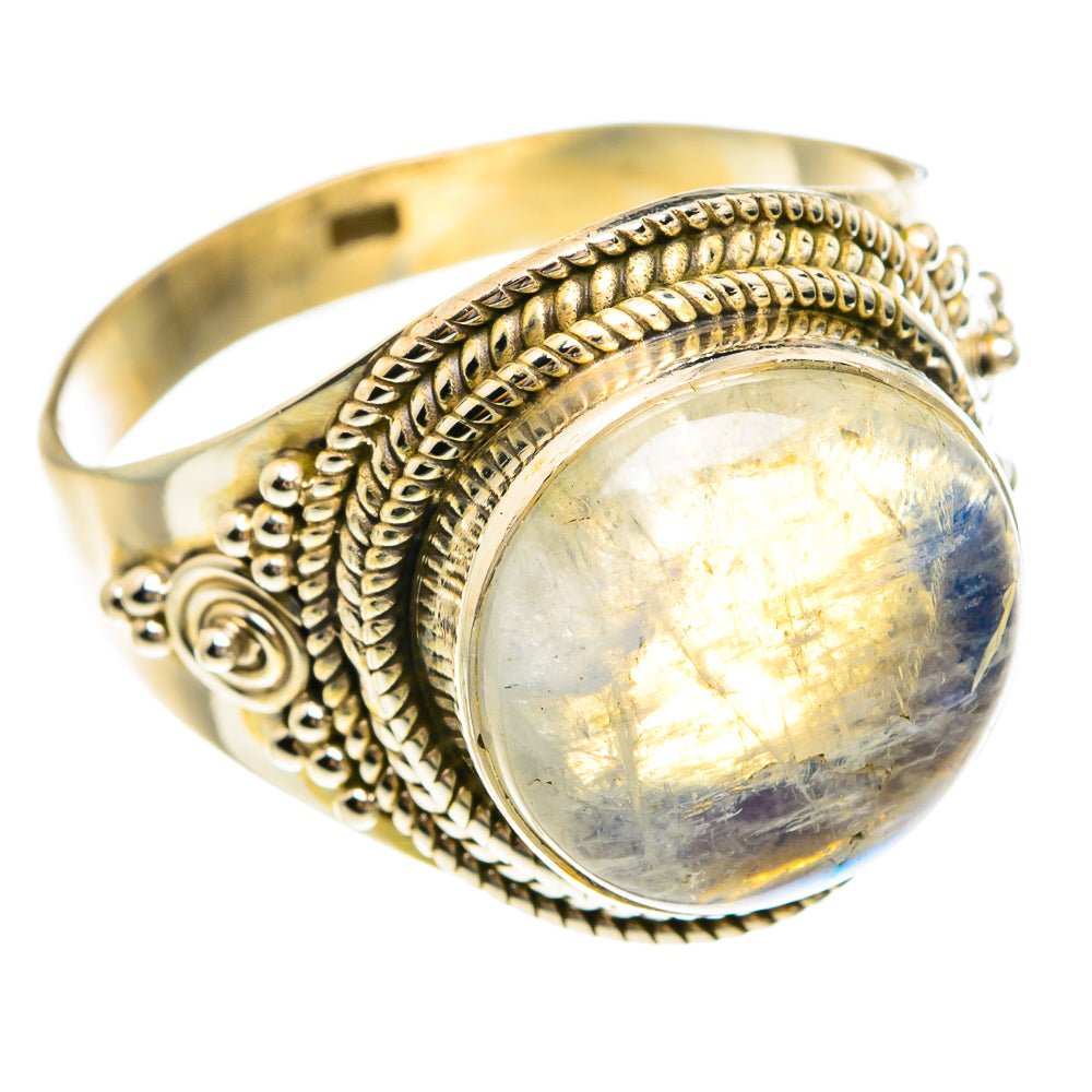 Rainbow Moonstone Rings handcrafted by Ana Silver Co - RING77935