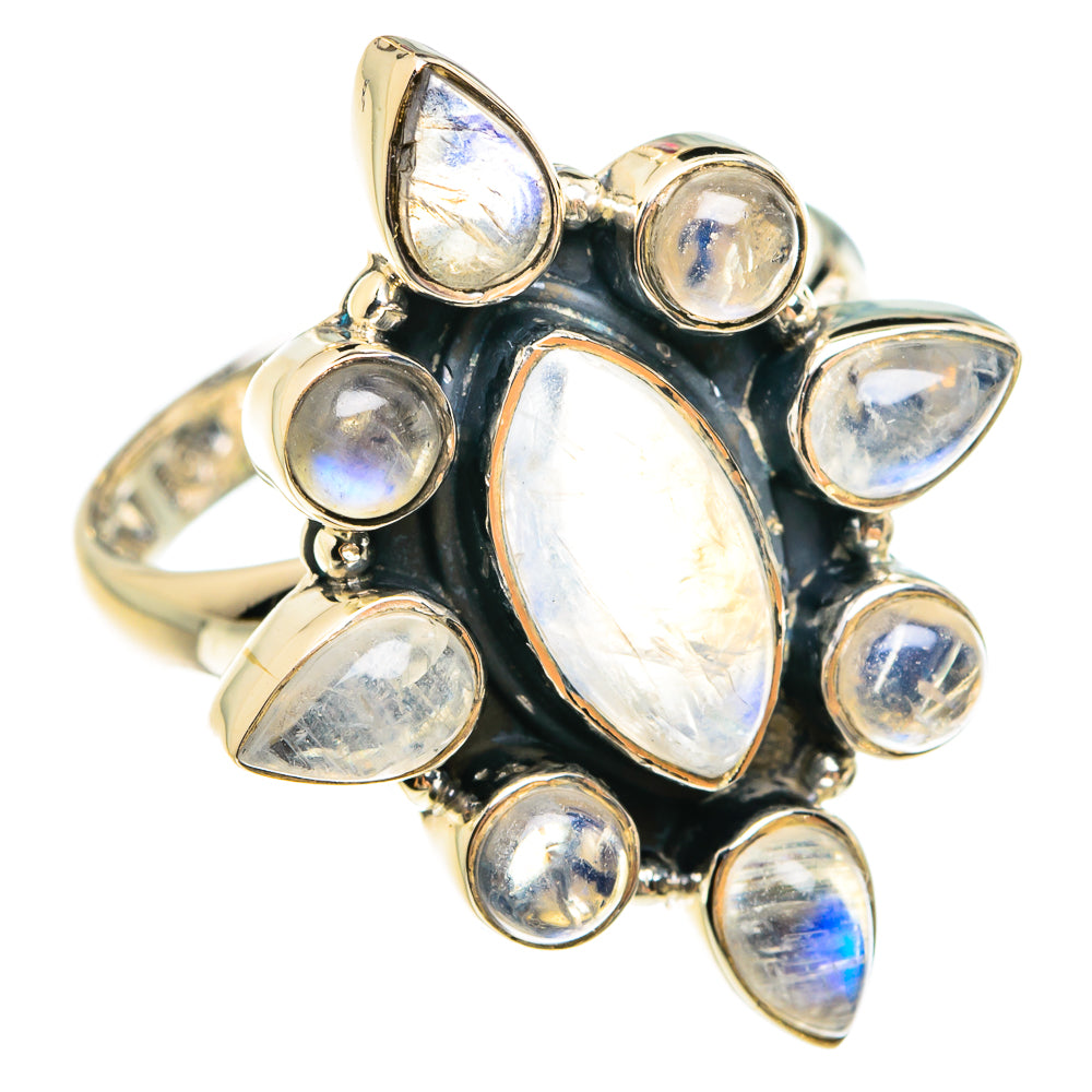 Rainbow Moonstone Rings handcrafted by Ana Silver Co - RING77973