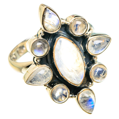 Rainbow Moonstone Rings handcrafted by Ana Silver Co - RING77973