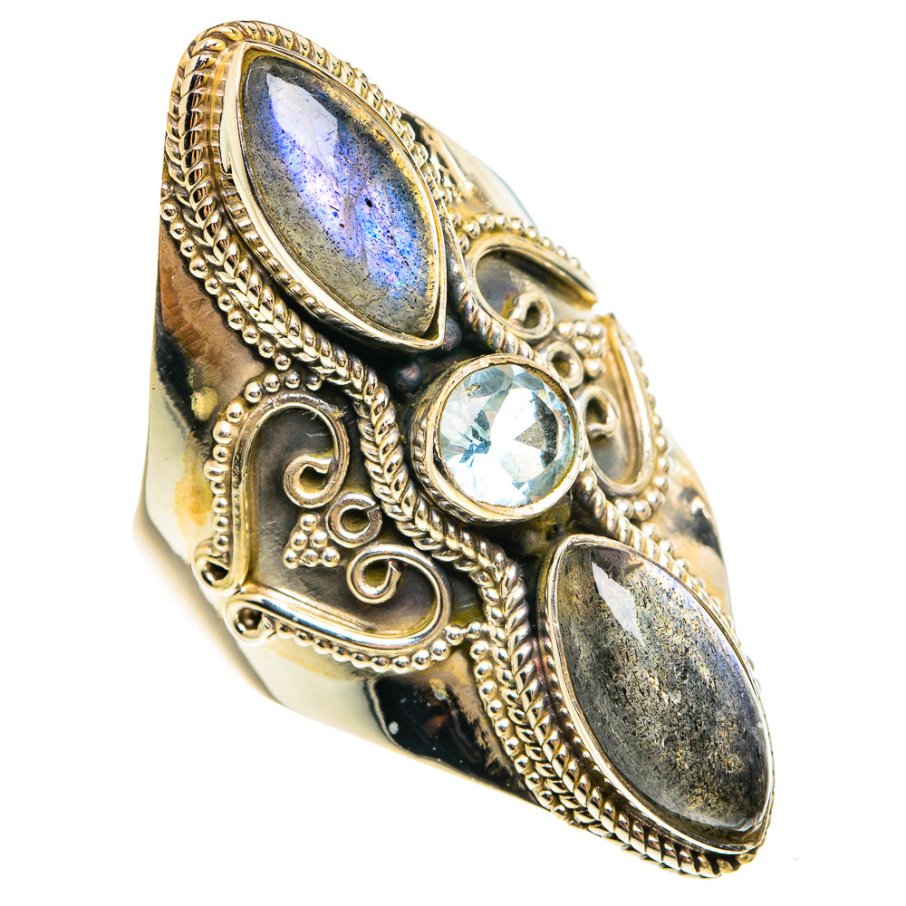 Labradorite, Blue Topaz Rings handcrafted by Ana Silver Co - RING77987