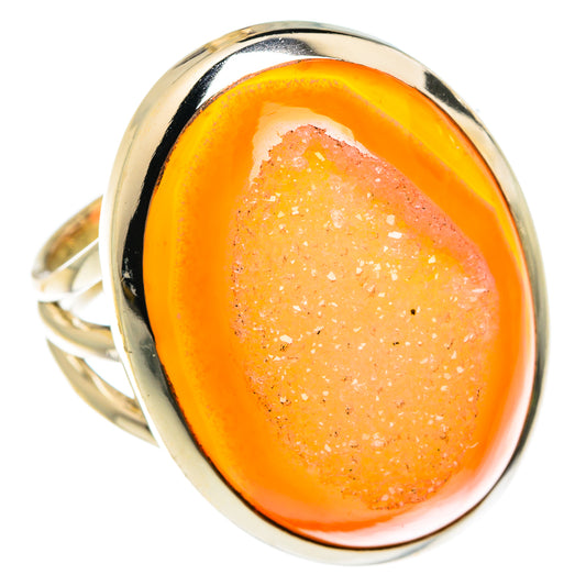 Orange Agate Druzy Rings handcrafted by Ana Silver Co - RING78002