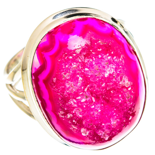 Pink Agate Druzy Rings handcrafted by Ana Silver Co - RING78003