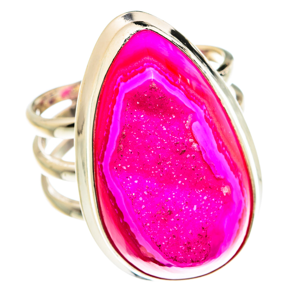 Pink Agate Druzy Rings handcrafted by Ana Silver Co - RING78004