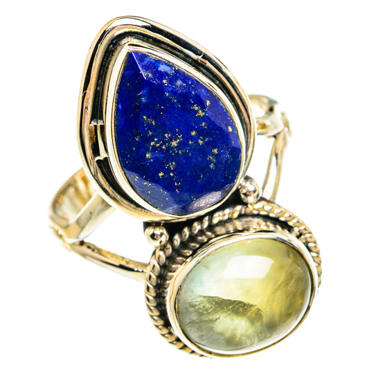 Prehnite, Lapis Lazuli Rings handcrafted by Ana Silver Co - RING78018