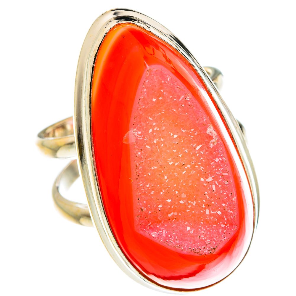 Pink Agate Druzy Rings handcrafted by Ana Silver Co - RING78048
