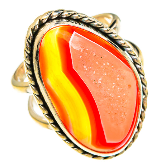 Red Agate Druzy Rings handcrafted by Ana Silver Co - RING78087