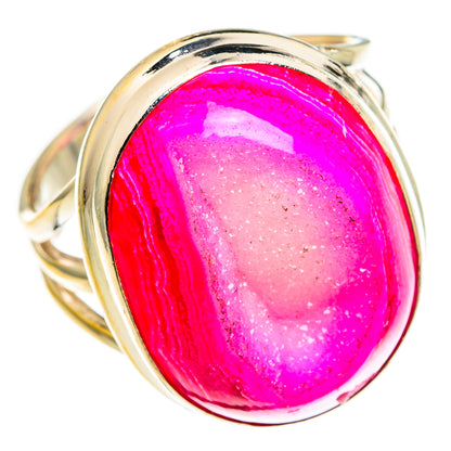 Pink Agate Druzy Rings handcrafted by Ana Silver Co - RING78091