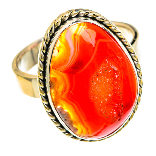 Red Agate Druzy Rings handcrafted by Ana Silver Co - RING78125