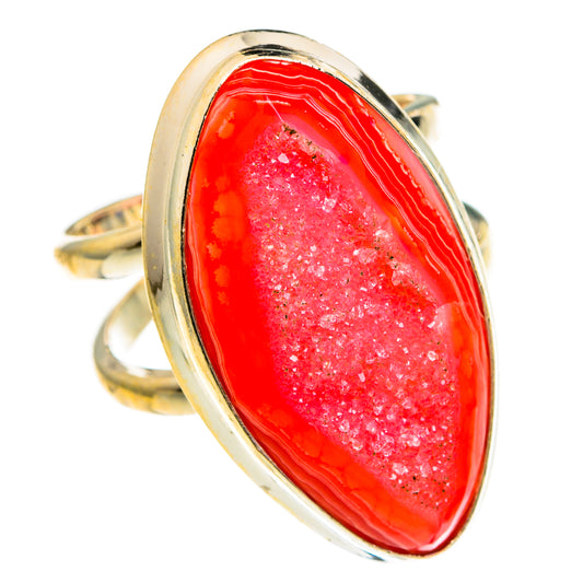Pink Agate Druzy Rings handcrafted by Ana Silver Co - RING78163