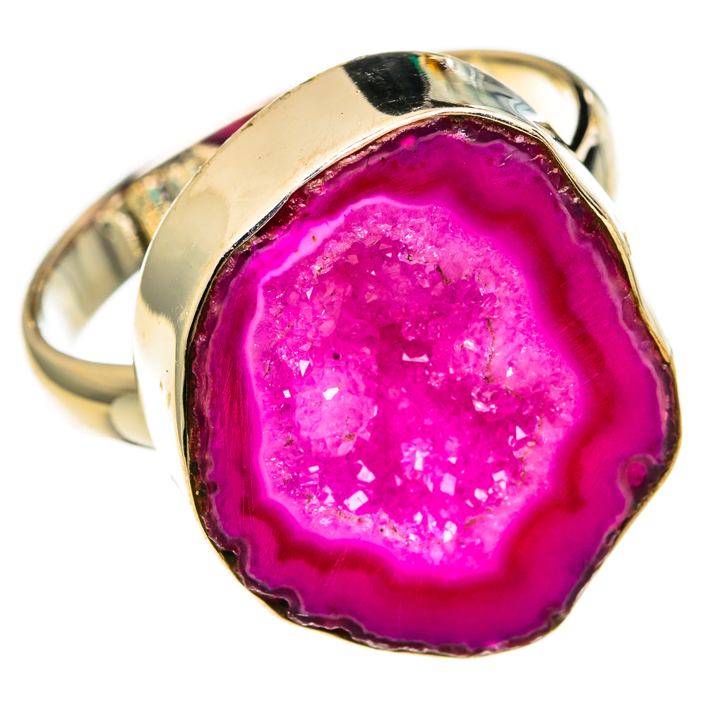 Pink Geode Slice Rings handcrafted by Ana Silver Co - RING78165