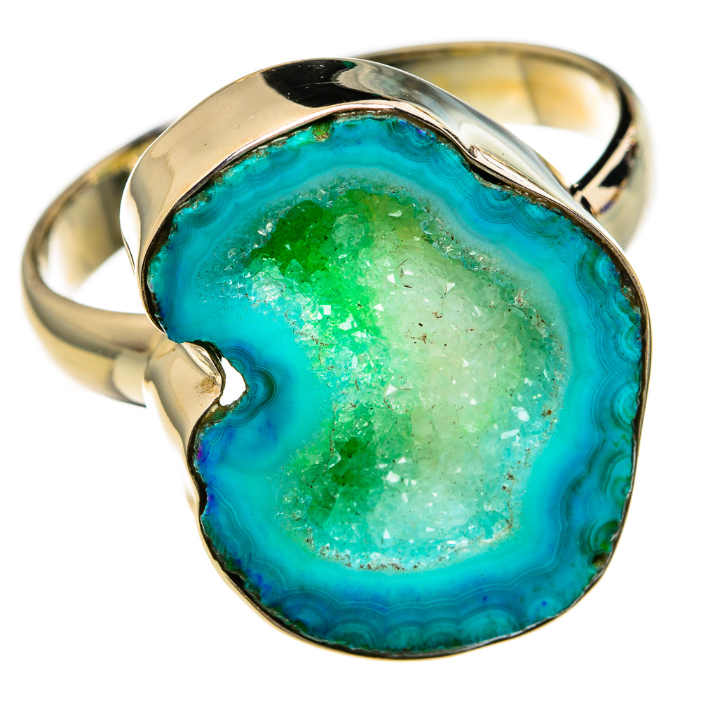 Blue Geode Slice Rings handcrafted by Ana Silver Co - RING78190