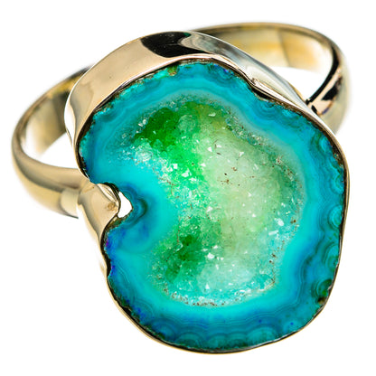 Blue Geode Slice Rings handcrafted by Ana Silver Co - RING78190