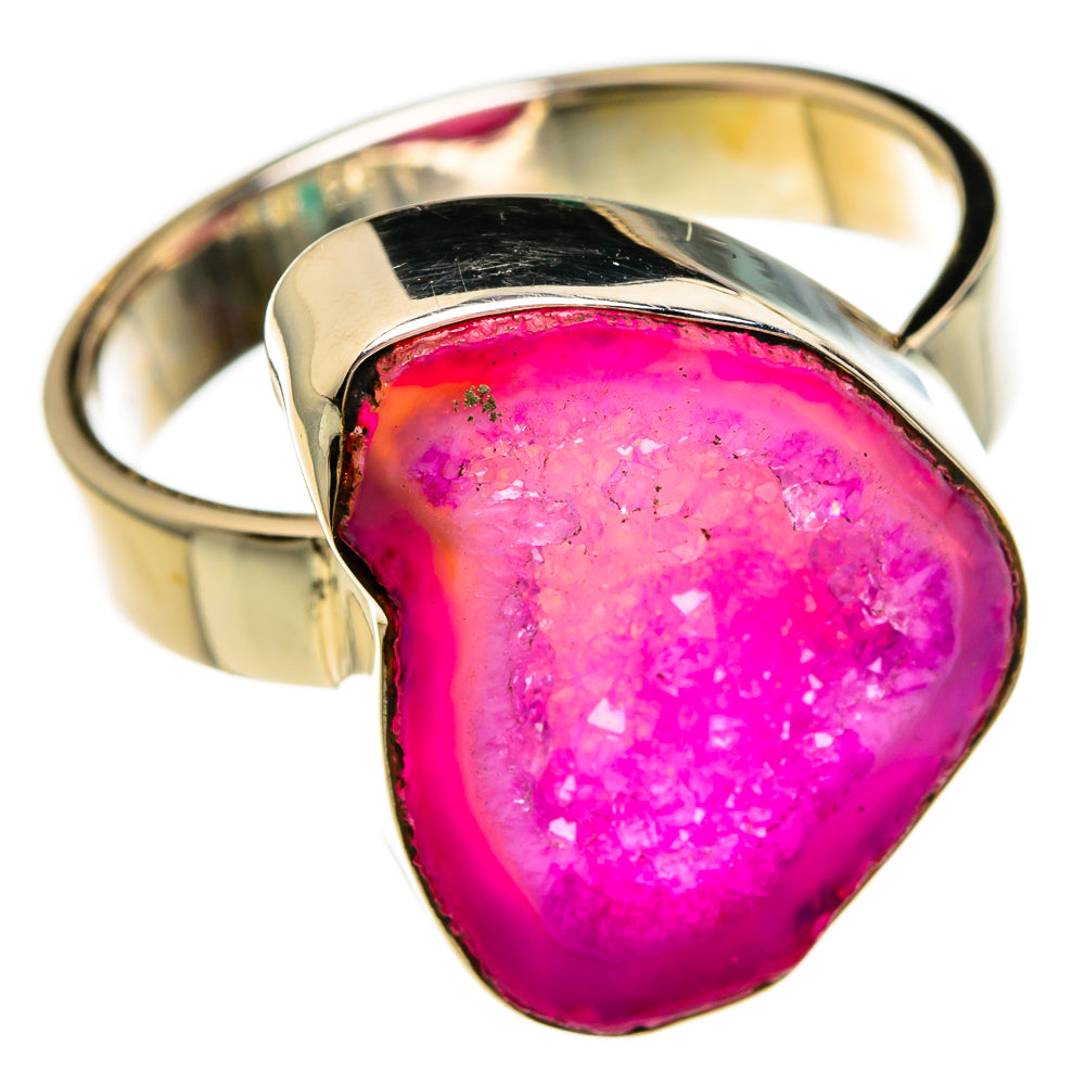 Pink Geode Slice Rings handcrafted by Ana Silver Co - RING78227