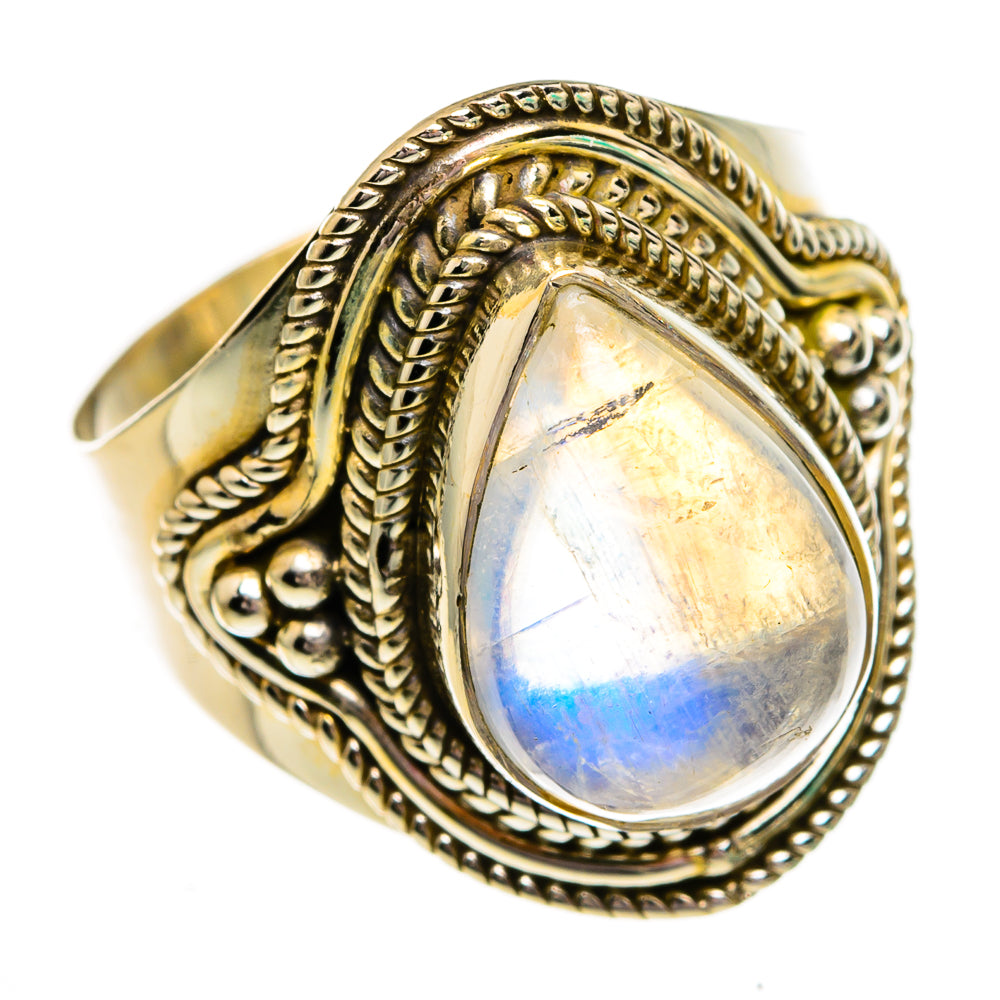 Rainbow Moonstone Rings handcrafted by Ana Silver Co - RING78266