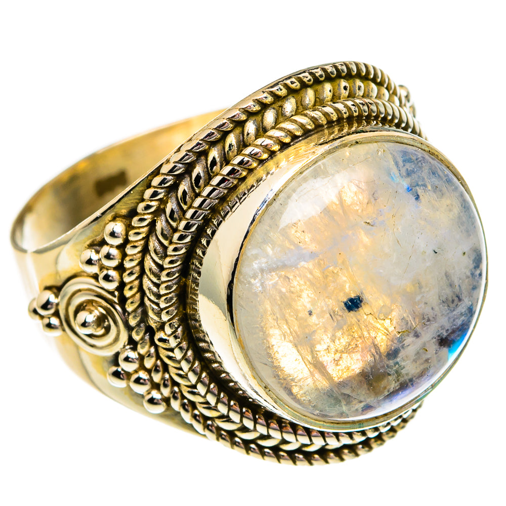 Rainbow Moonstone Rings handcrafted by Ana Silver Co - RING78269