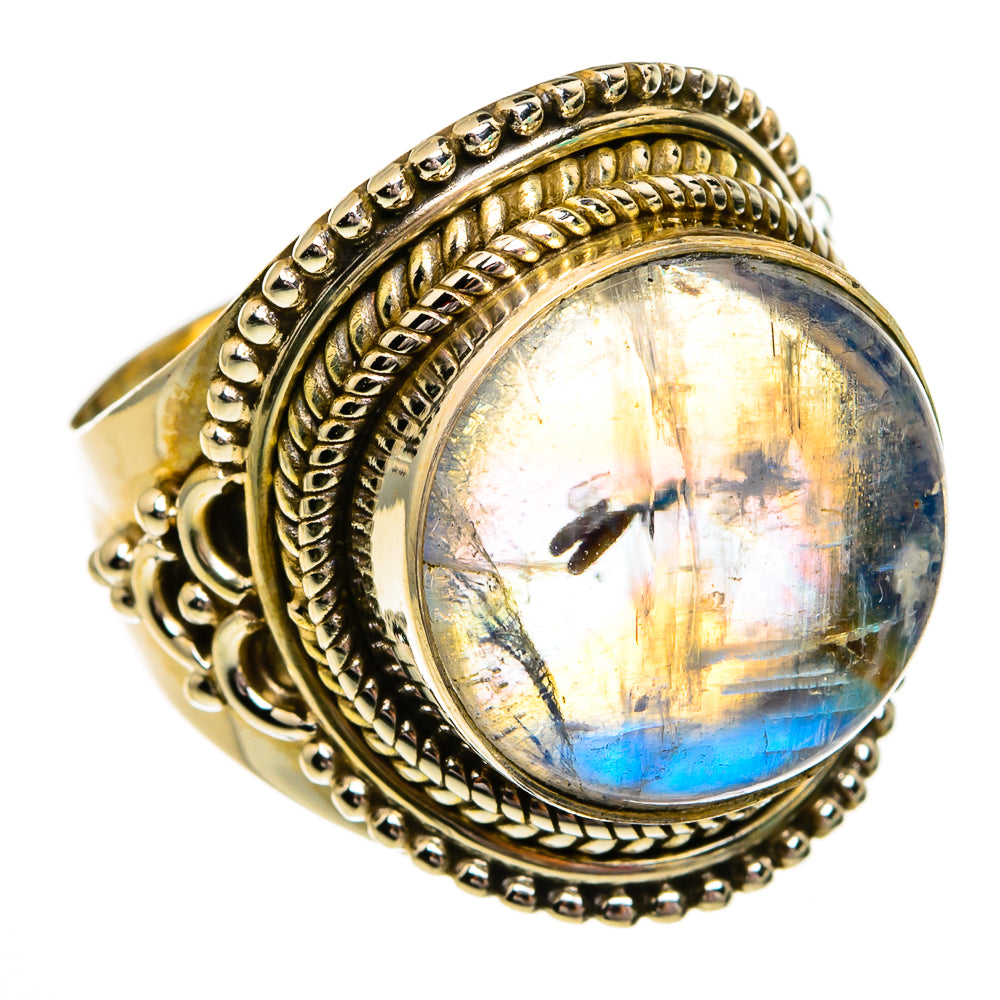 Rainbow Moonstone Rings handcrafted by Ana Silver Co - RING78296