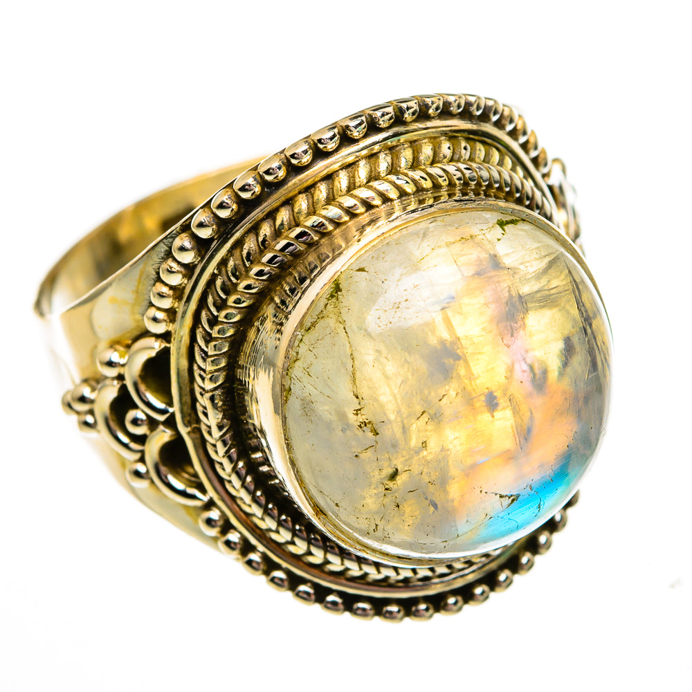 Rainbow Moonstone Rings handcrafted by Ana Silver Co - RING78321