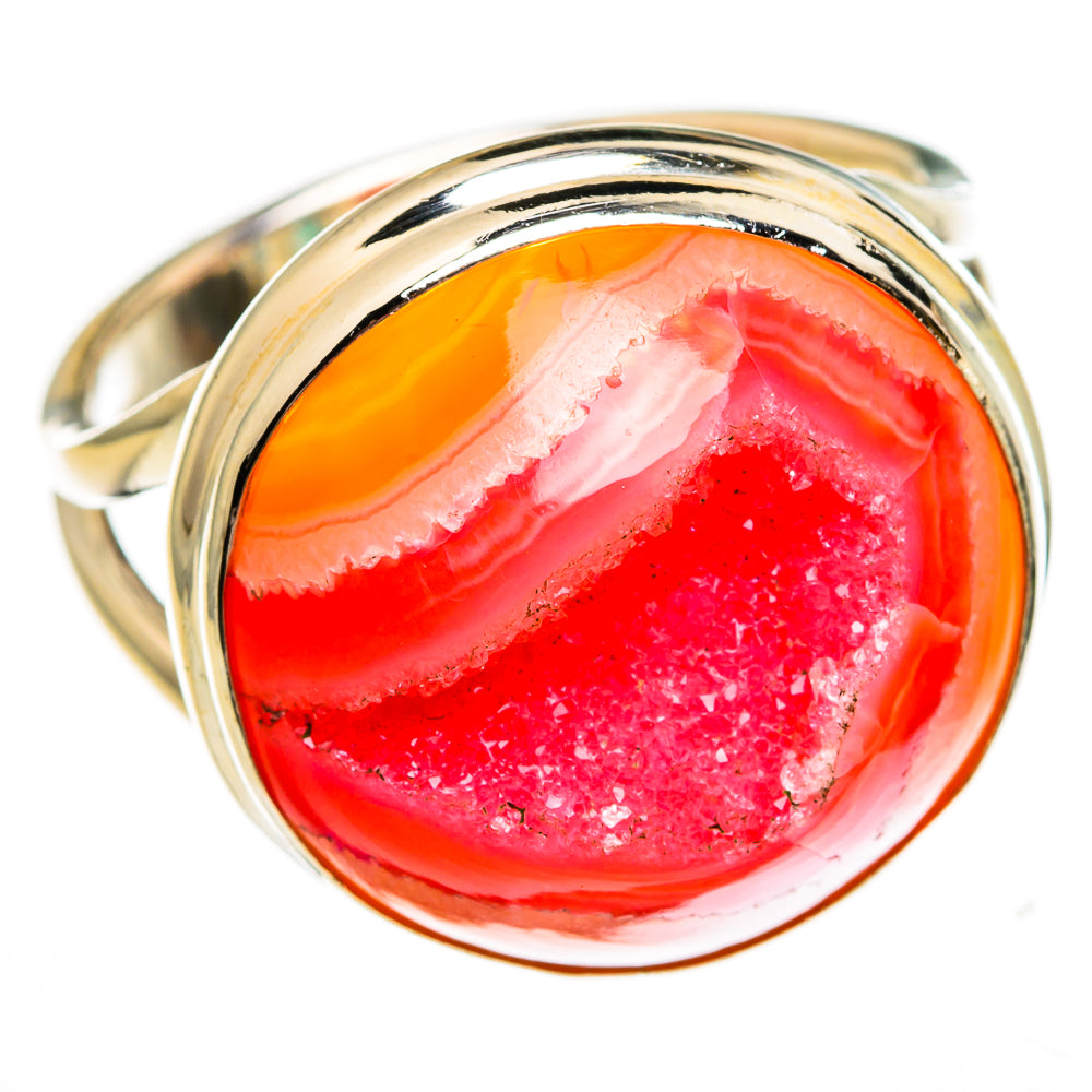 Pink Agate Druzy Rings handcrafted by Ana Silver Co - RING78332
