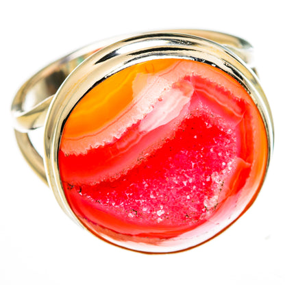 Pink Agate Druzy Rings handcrafted by Ana Silver Co - RING78332