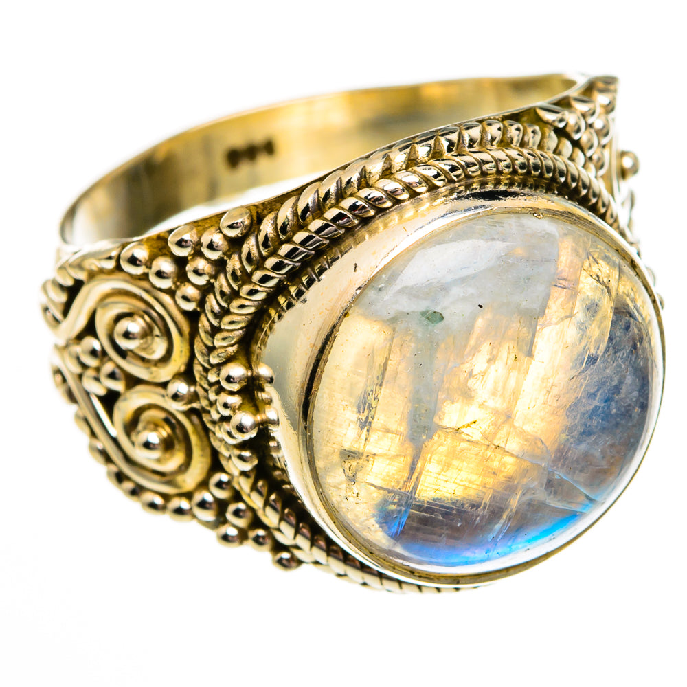 Rainbow Moonstone Rings handcrafted by Ana Silver Co - RING78365