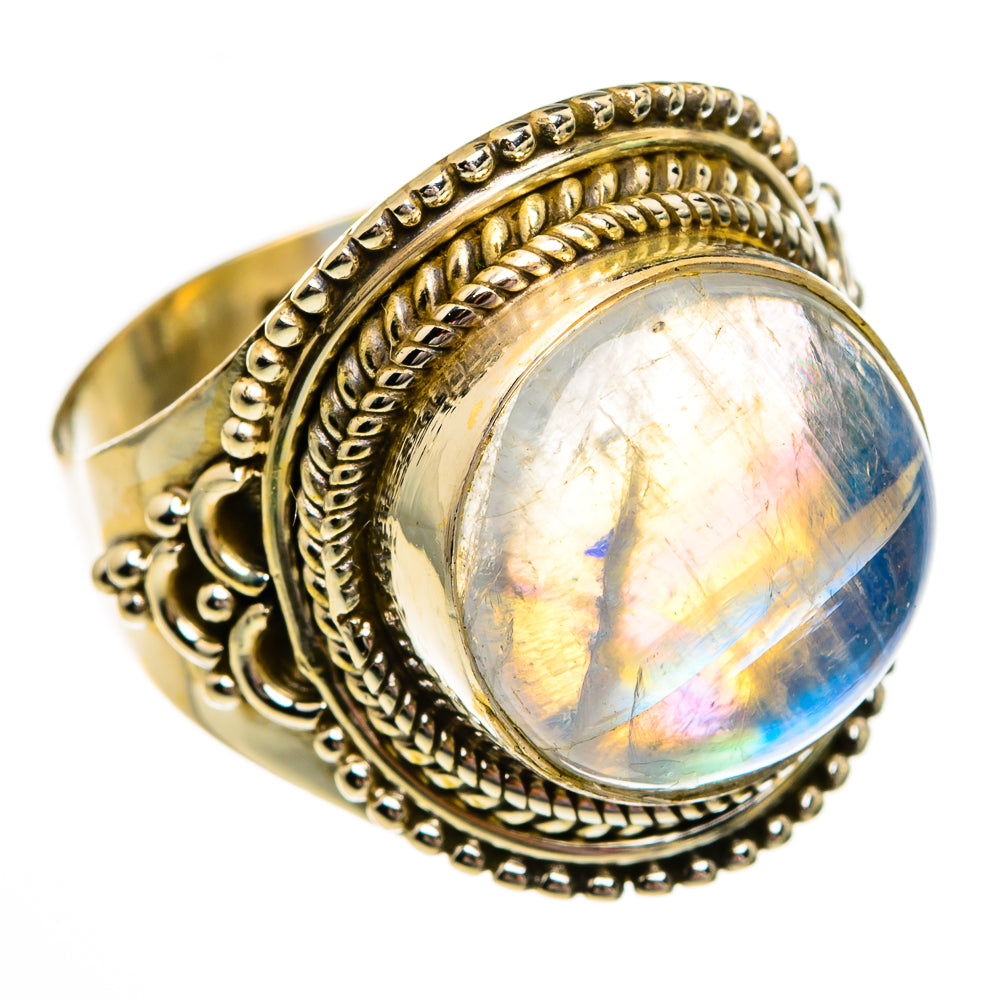 Rainbow Moonstone Rings handcrafted by Ana Silver Co - RING78388