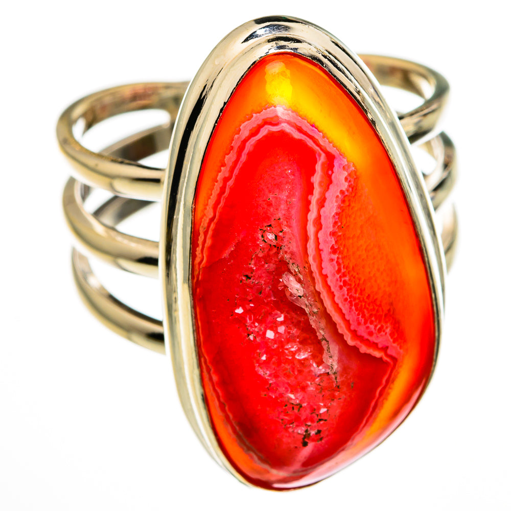 Red Agate Druzy Rings handcrafted by Ana Silver Co - RING78395