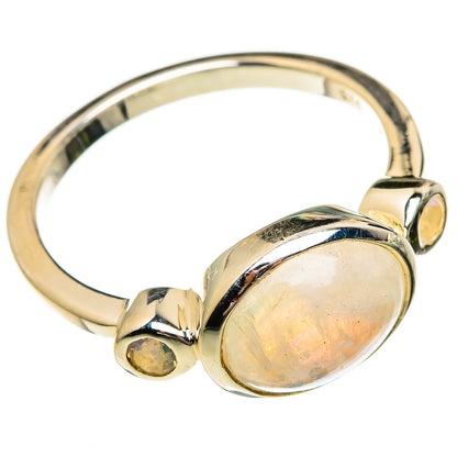 Rainbow Moonstone Rings handcrafted by Ana Silver Co - RING78406