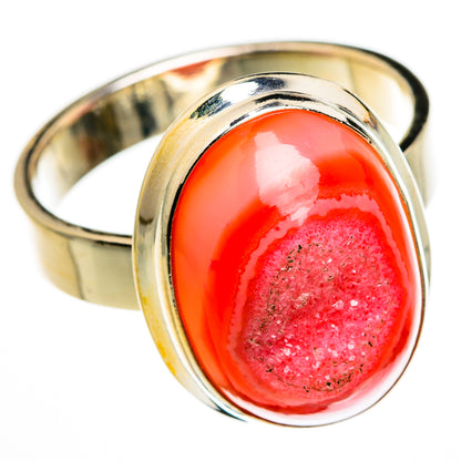 Pink Agate Druzy Rings handcrafted by Ana Silver Co - RING78415
