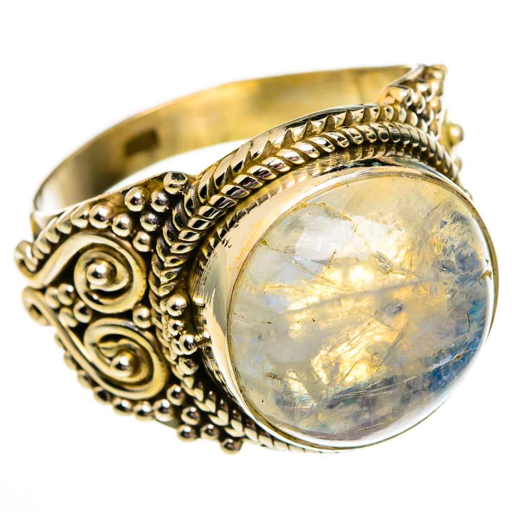 Rainbow Moonstone Rings handcrafted by Ana Silver Co - RING78423