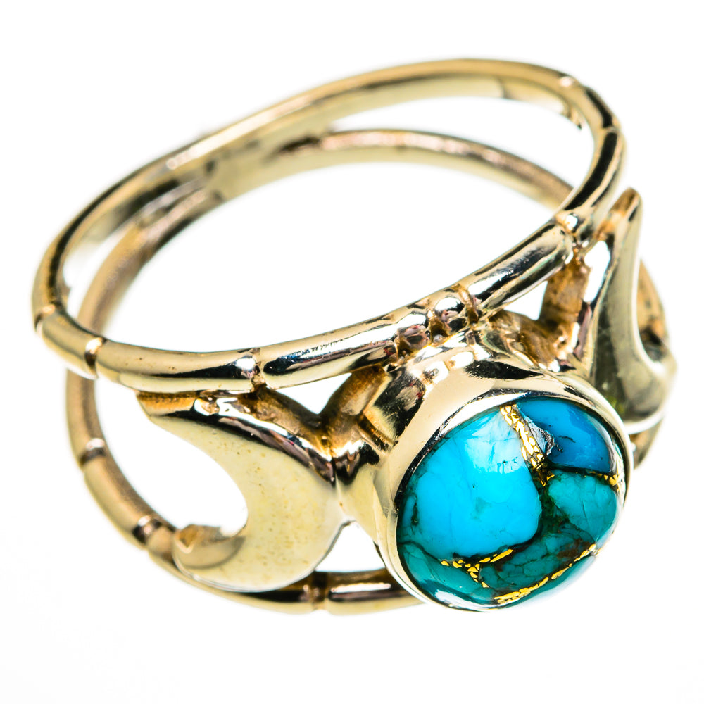 Blue Copper Composite Turquoise Rings handcrafted by Ana Silver Co - RING78429