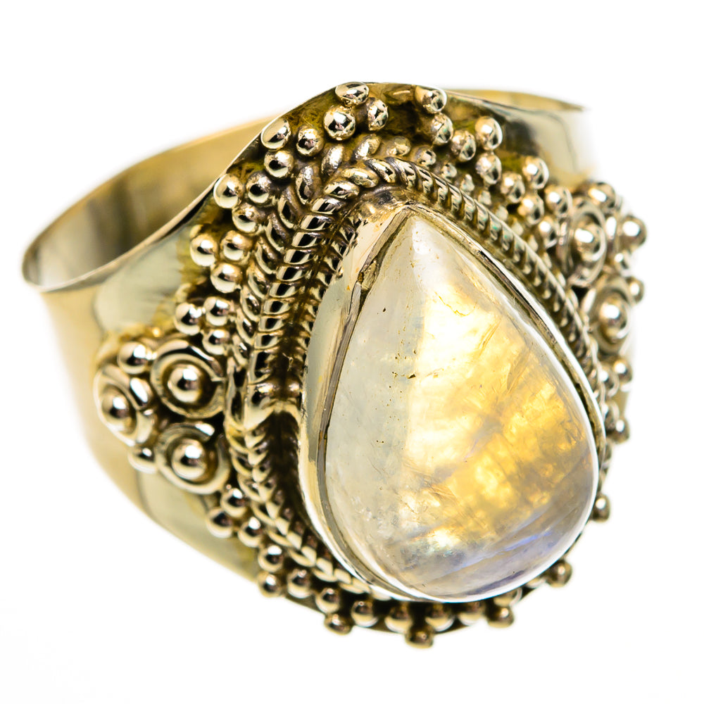 Rainbow Moonstone Rings handcrafted by Ana Silver Co - RING78433