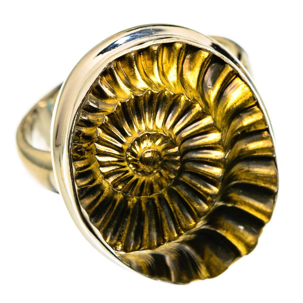 Pyrite Fossil Rings handcrafted by Ana Silver Co - RING78434