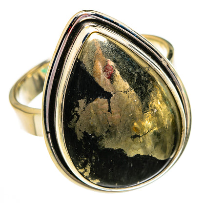 Pyrite In Black Onyx Rings handcrafted by Ana Silver Co - RING78436