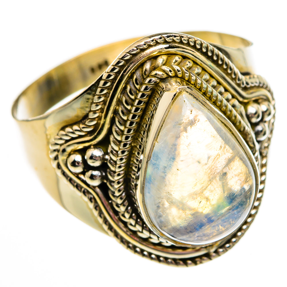 Rainbow Moonstone Rings handcrafted by Ana Silver Co - RING78441