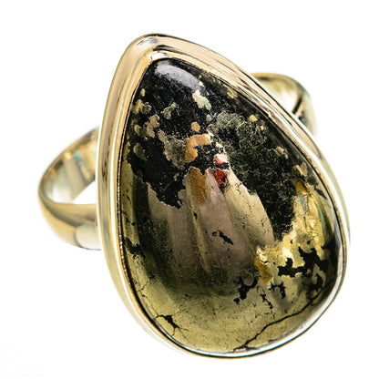 Pyrite In Black Onyx Rings handcrafted by Ana Silver Co - RING78442