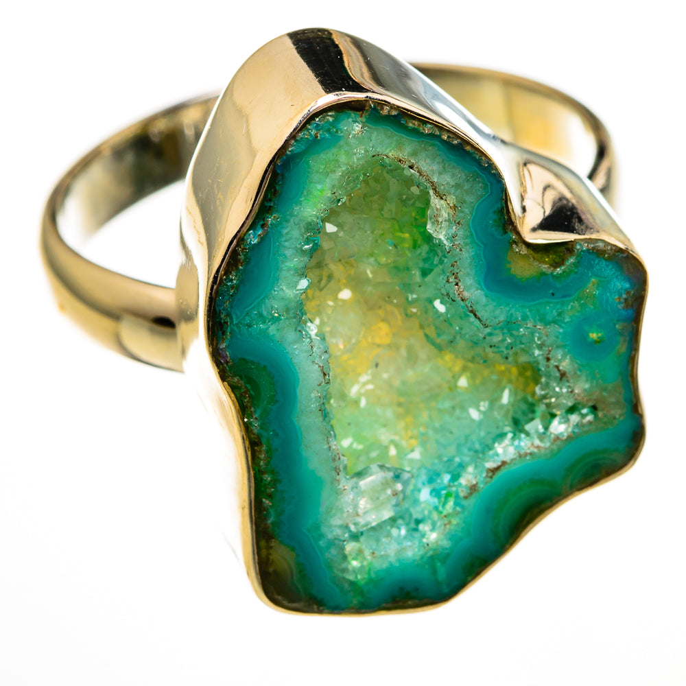 Green Geode Slice Rings handcrafted by Ana Silver Co - RING78472