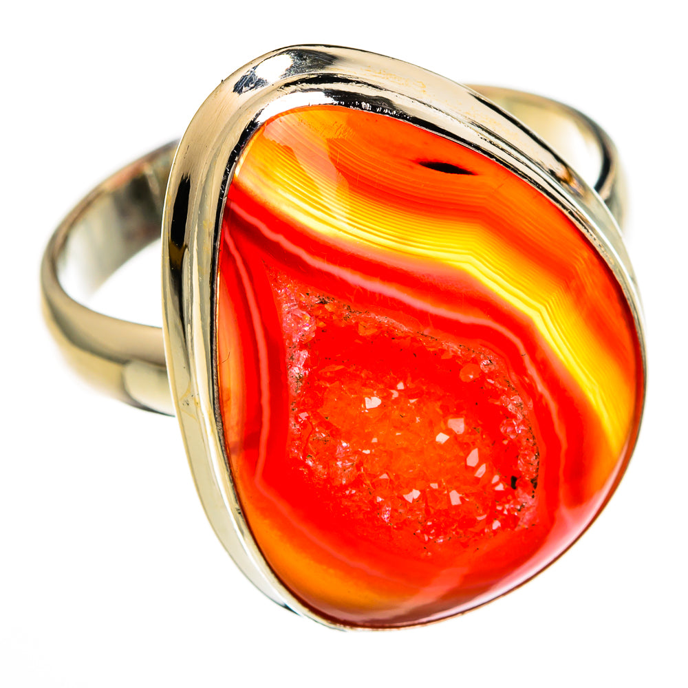Red Agate Druzy Rings handcrafted by Ana Silver Co - RING78480
